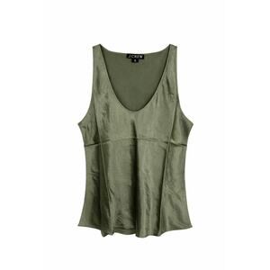 J. Crew NWT Satin Pleated Tank Large Olive Green Quiet Luxary Office Minimalist